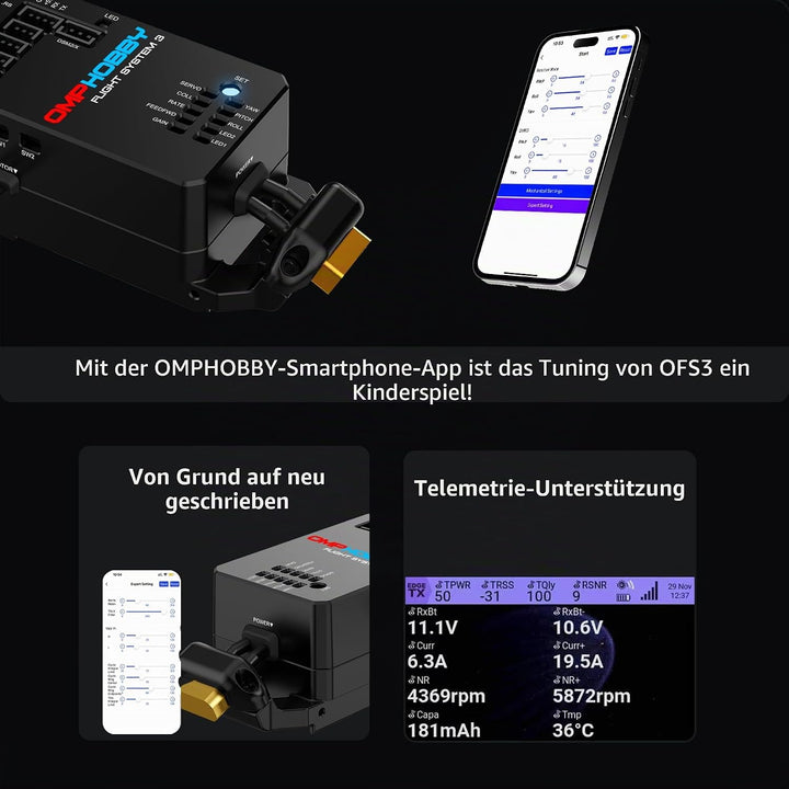 OMPHOBBY M2 EVO MK2 RC Helikopter für Erwachsene Dual Brushless Motoren Direktantrieb 6CH Hubschraub