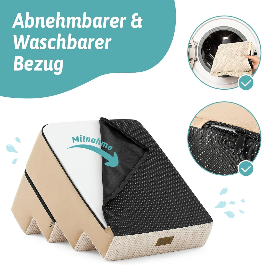 COZY KISS Hundetreppe 4 Stufen 45cm Hoch, 2-in-1 Hundetreppen für Kleine Hunde Alte Katzen, Faltbare