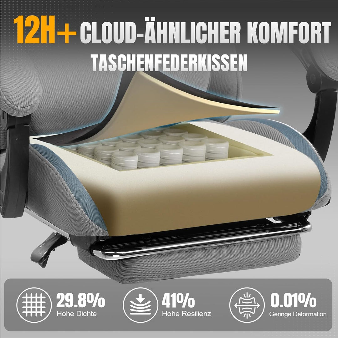 GTPLAYER Gaming Stuhl, Gamer Stuhl, Atmungsaktiver Bürostuhl aus Hochwertigem Stoff, Ergonomischer P