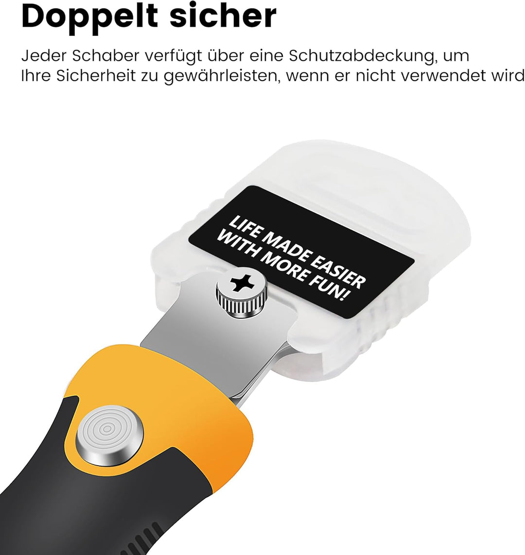 MulWark Profi-Schaber-Set mit 2 Teleskop-Griffen & 12 Klingen | Heavy-Duty Glas- und Farbschaber für