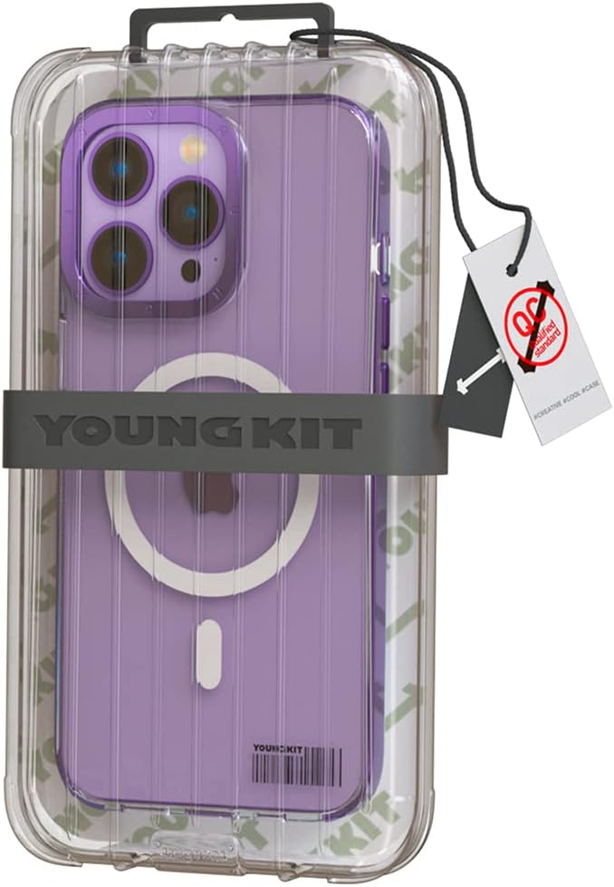 YOUNGKIT für iPhone 14 Pro Hülle, Stossfeste Kratzfeste Schutzhülle Slim Klar Case Chargement magnét