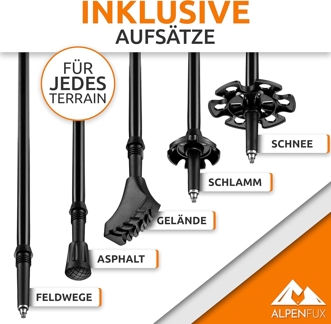 ALPENFUX® Premium Wanderstöcke Teleskop, Trekkingstöcke, Nordic Walking Stöcke, leicht und verstellb