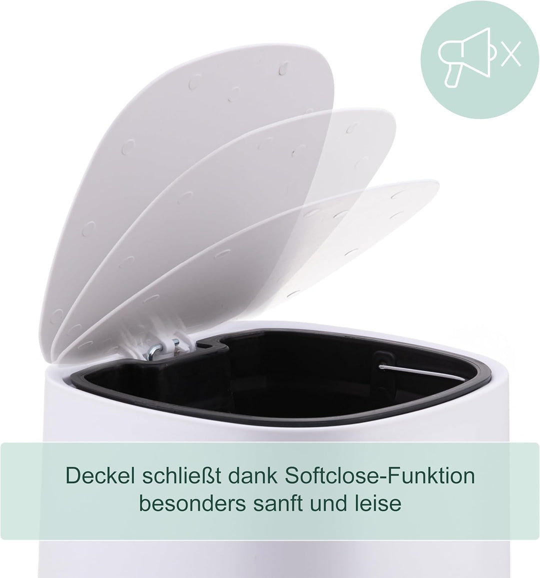 Relaxdays Mülleimer Bad, 5 l, Kosmetikeimer mit Soft-Close, Matte Optik, entnehmbarer Inneneimer, Tr