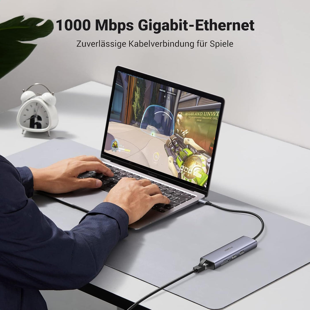 UGREEN USB C Hub 7 in 1 Docking Station mit 4K 30Hz HDMI, PD100W, 5Gbps USB 3.0 Anschlüssen, SD/TF K