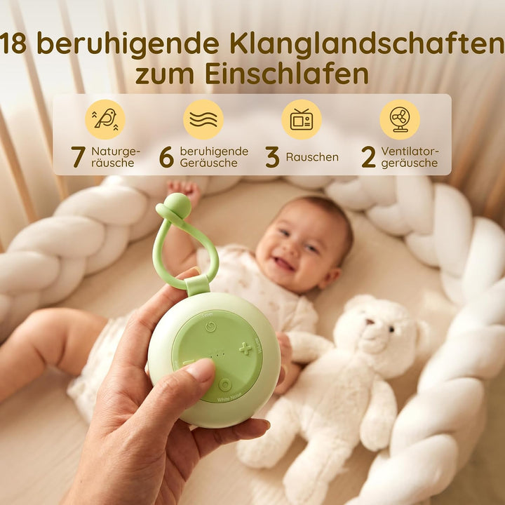 White Noise Machine Baby mit Nachtlicht &amp; Tragbar, Weisses Rauschen Baby