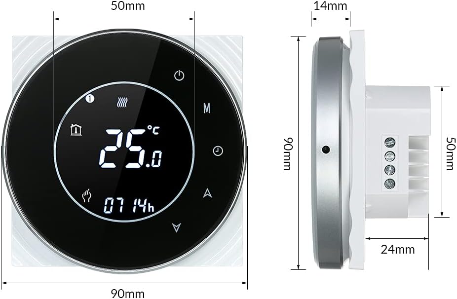 Decdeal Raumthermostat Gaskesselheizung WiFi Runde LCD Touchscreen Programmierbare Thermostat mit Hi