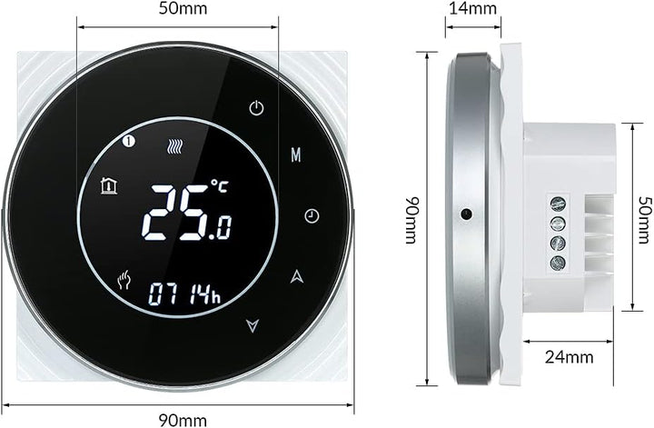 Decdeal Raumthermostat Gaskesselheizung WiFi Runde LCD Touchscreen Programmierbare Thermostat mit Hi