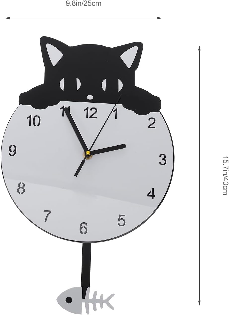 HOMSFOU Wanduhr, rund, Katze, Kätzchen, geräuschlos, dekorative Wanduhr für Kinderzimmer, Schlafzimm