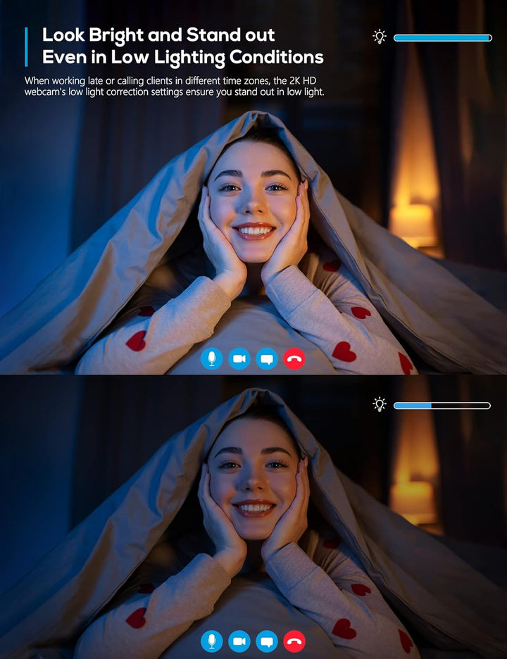 Ohne Mikrofon HD-Webcam, 2K QHD/FHD 1080p mit Sichtschutzschild, drehbare 360°Computerkamera, Plug&P