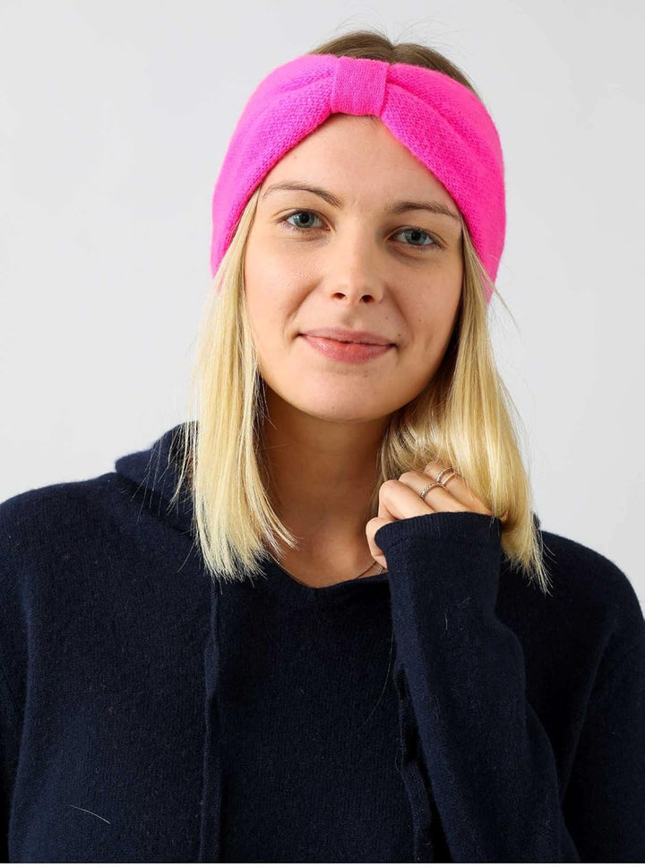 Zwillingsherz Stirnband aus 100% Kaschmir - Hochwertiges Kopfband im Uni Design für Damen Frauen Mäd