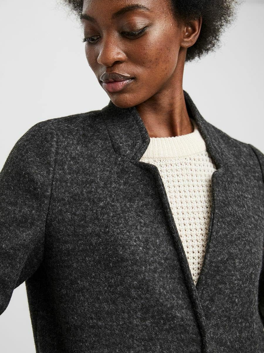 VERO MODA Damen Wollmischungs-Mantel XS Dark Grey Melange 2, XS Dark Grey Melange 2