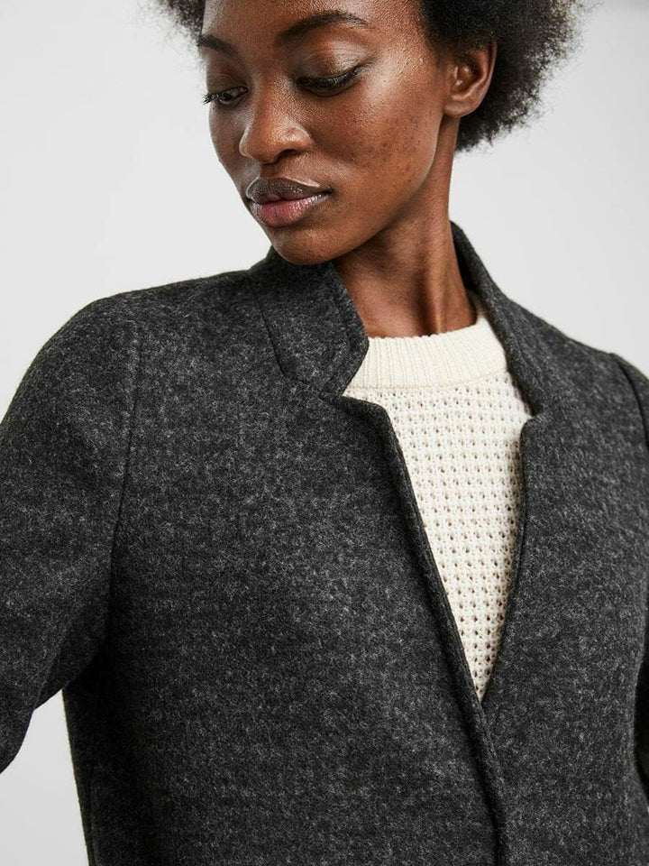 VERO MODA Damen Wollmischungs-Mantel XS Dark Grey Melange 2, XS Dark Grey Melange 2