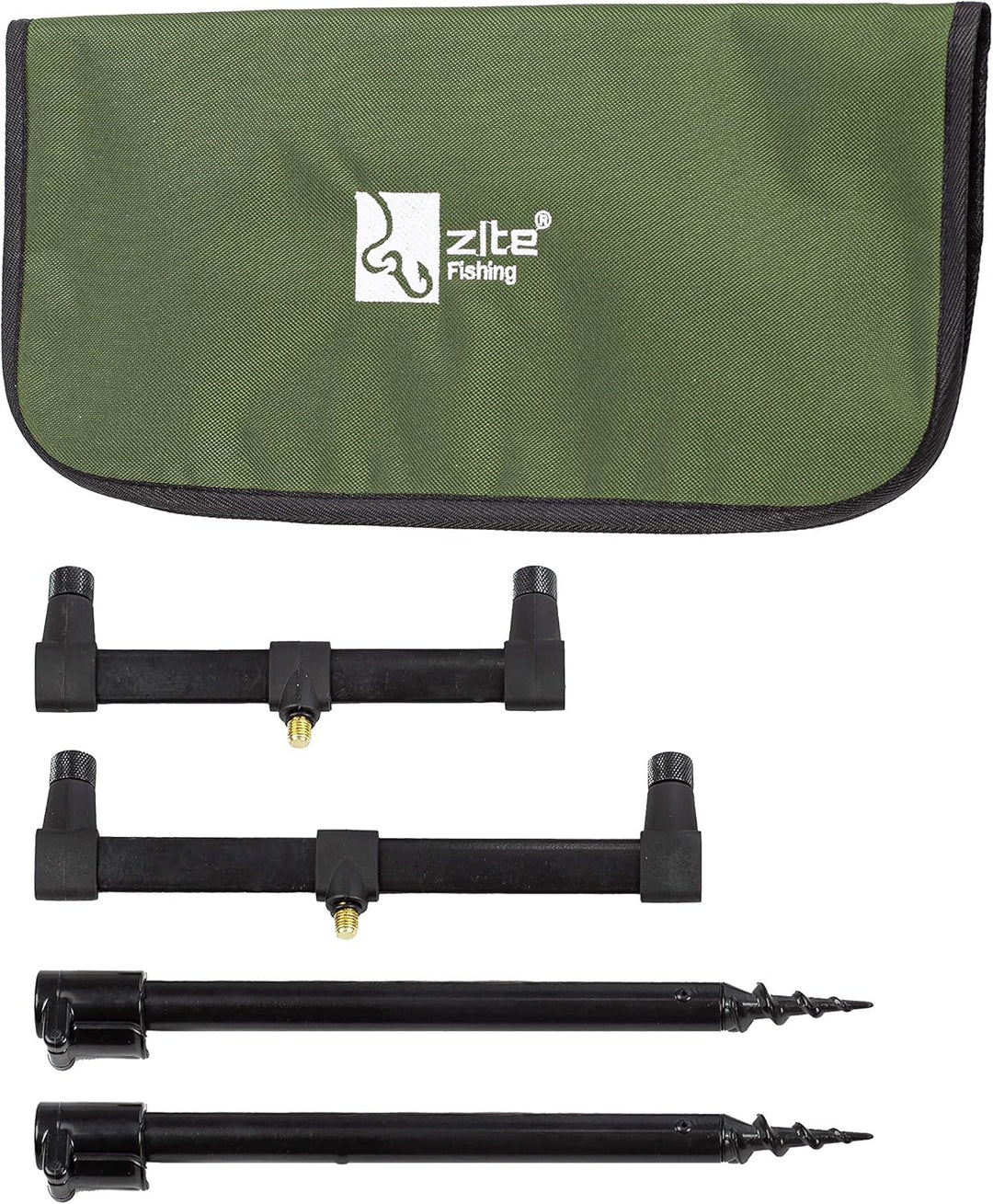 Zite Fishing Ruten-Auflagen Set - Teleskop Bank-Sticks 30-50cm & Buzzer-Bars als Rutenhalter Angel -