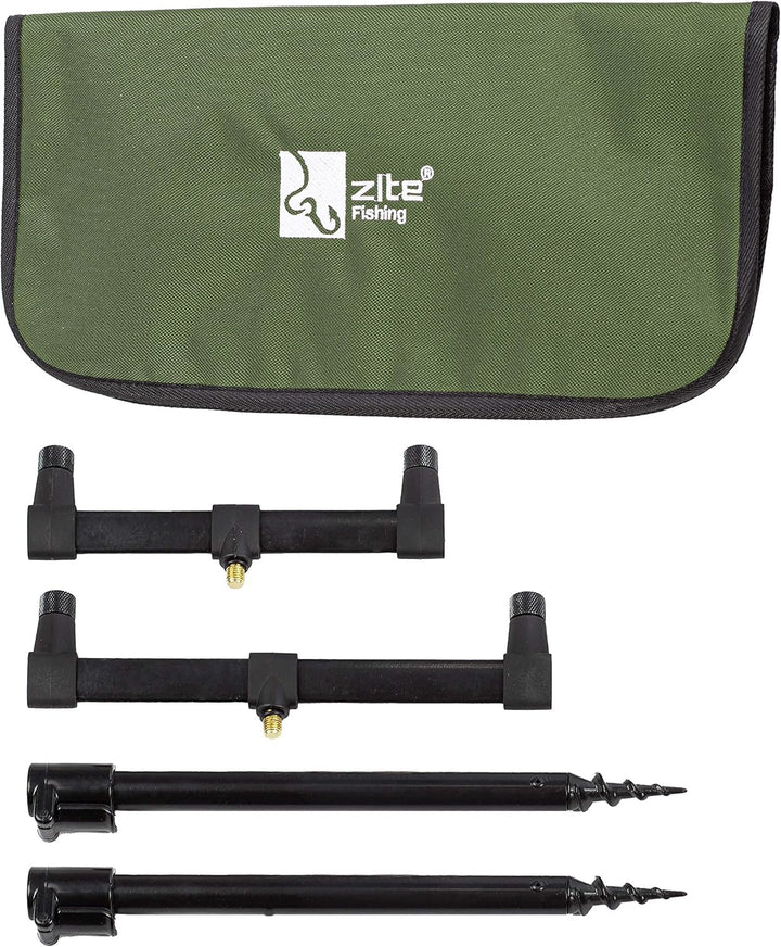 Zite Fishing Ruten-Auflagen Set - Teleskop Bank-Sticks 30-50cm & Buzzer-Bars als Rutenhalter Angel -