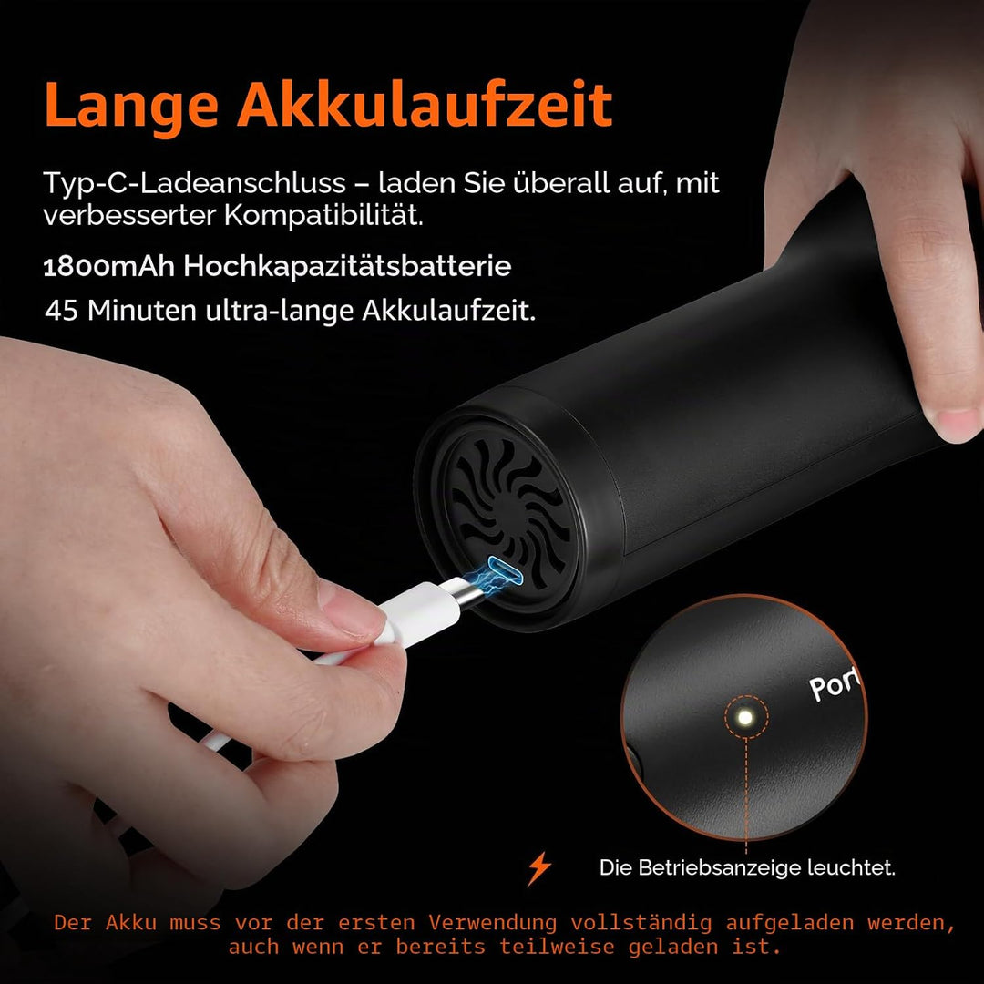 IKAPE Kabelloser Kaffeesatz-Staubsauger – Tragbarer Handstaubsauger mit HEPA-Filter, per USB-C aufla