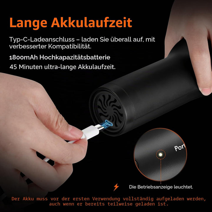IKAPE Kabelloser Kaffeesatz-Staubsauger – Tragbarer Handstaubsauger mit HEPA-Filter, per USB-C aufla