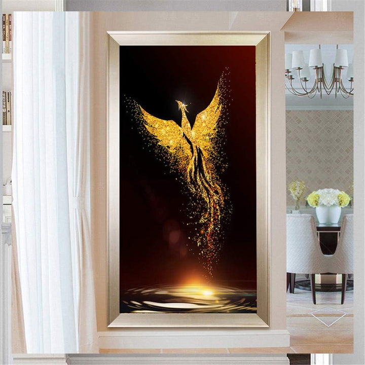 Nicole Knupfer 5D Diamant Painting Set, Goldener Phönix DIY Runder Full Diamant Malerei Stickpackung