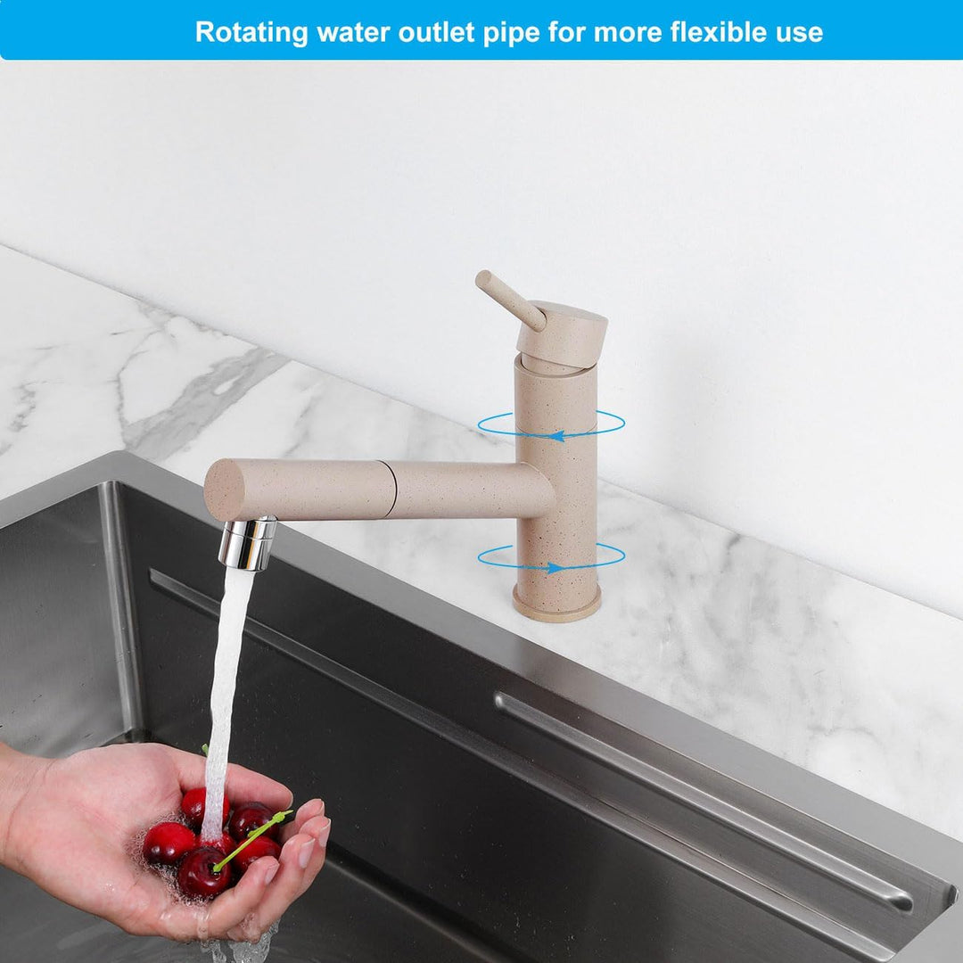 Wasserhahn Küche Weizenfarbe Ausziehbar, Hochdruck Küchenarmatur mit 2 Strahlarten, 150° Drehbare Mi