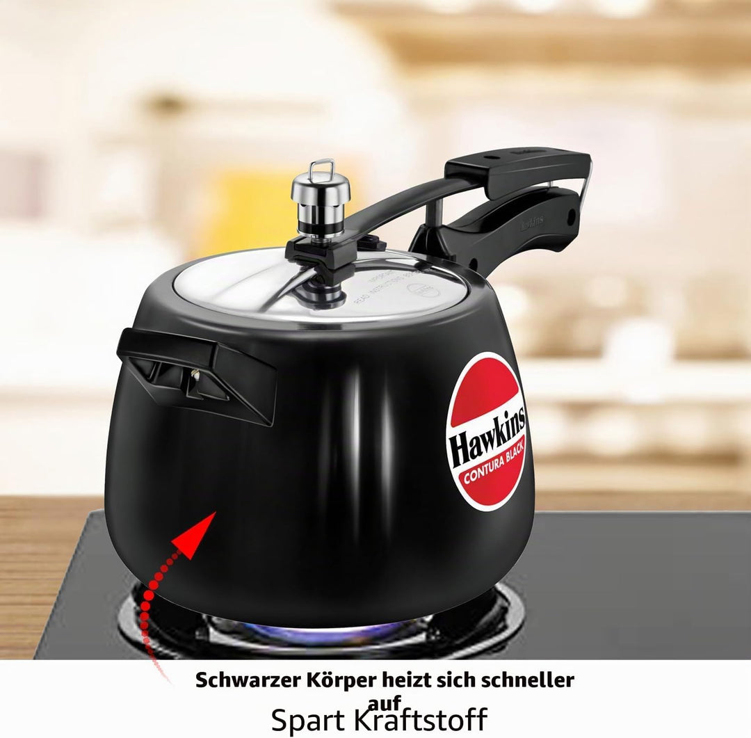 HAWKINS CB40 Harteloxiert Schnellkochtopf, Aluminium, 4 liters, Contura Schwarz 4-Liter, 4-Liter