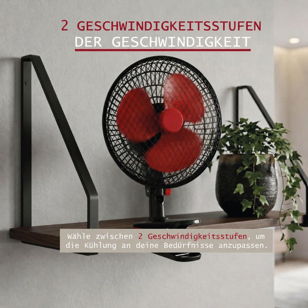 GROWMANIA Ventilator, oszillierend, 2 Geschwindigkeiten, 20 cm, 20 W, Leistung, elektrischer Ventila