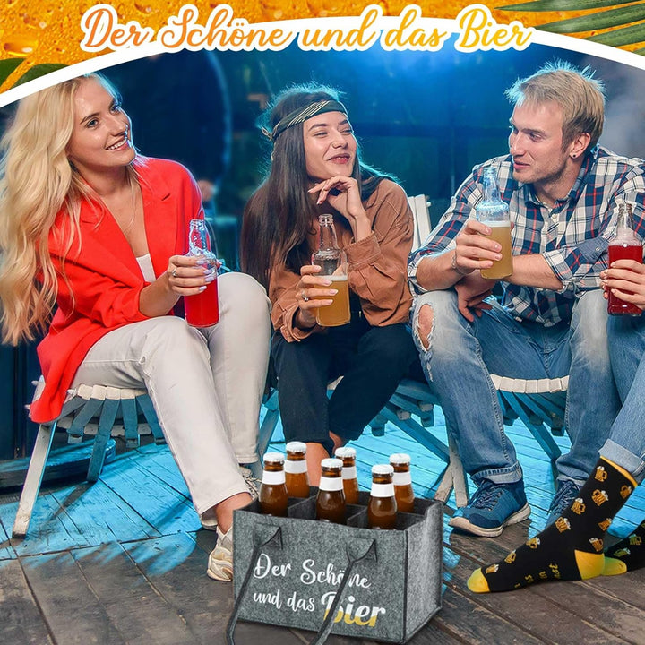 SATINIOR 4 Stück Bier Geschenke für Männer 24 x 15 x 15 cm Der Schöne und Das Bier Tasche aus Extra