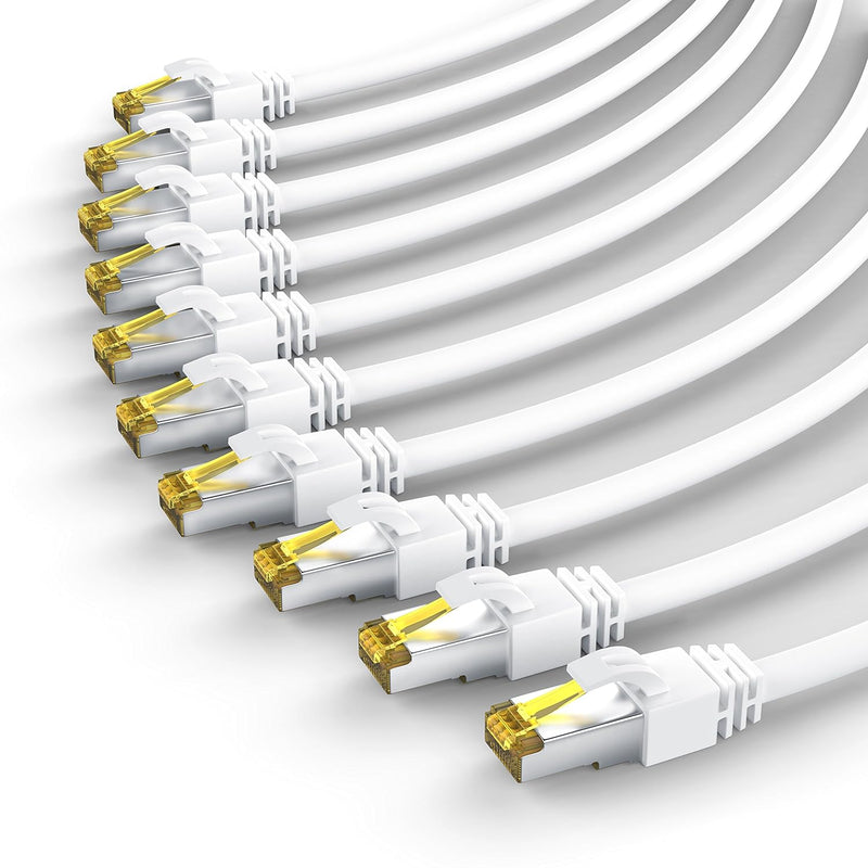 CSL - 10 x 0,25m CAT 7 Netzwerkkabel Gigabit Ethernet LAN Kabel - 10000 Mbit s - Patchkabel - Cat.7