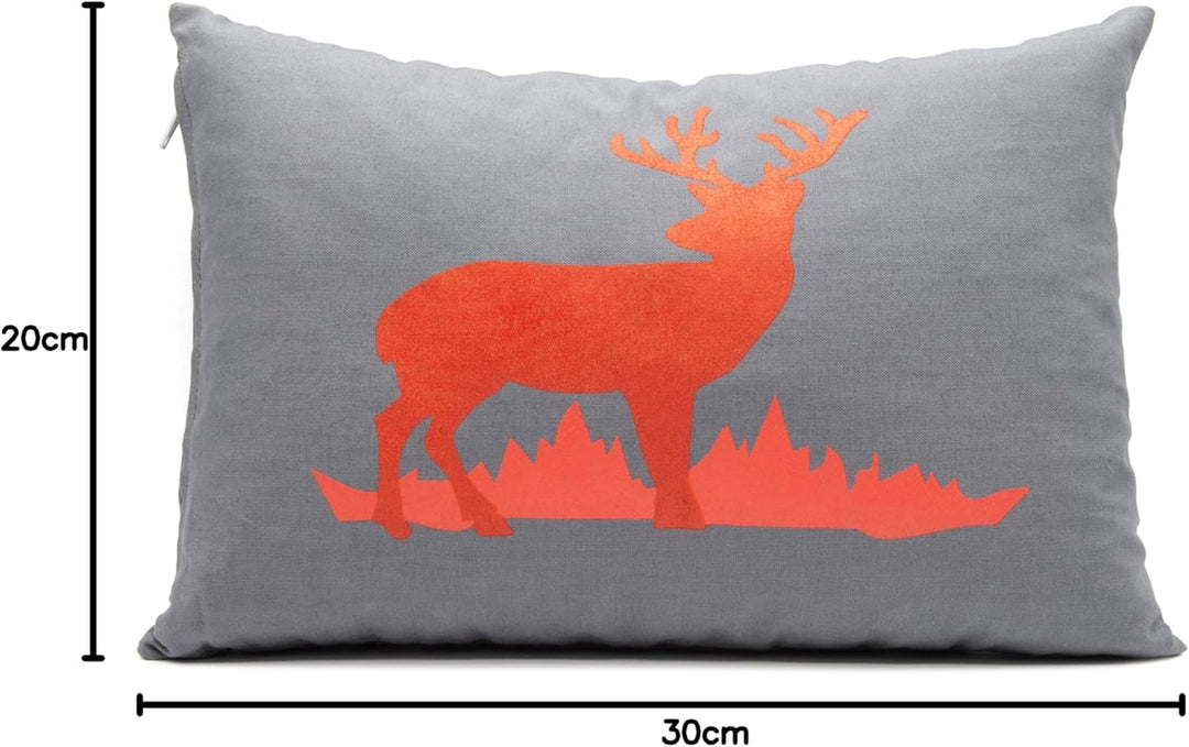 Tiroler Zirbenkissen 30x20 cm Hirsch hellrot - handgemachter Polster aus hochwertigen Zirben