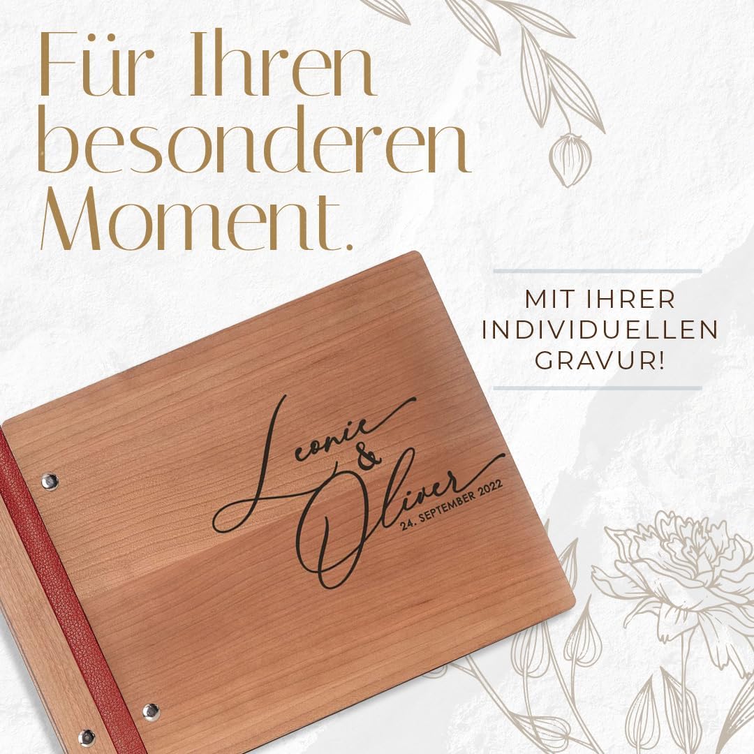 Hochzeitideal – Personalisierbares Gästebuch Hochzeit Tommi E13 mit 40 Seiten I Hochzeit Gästebuch a