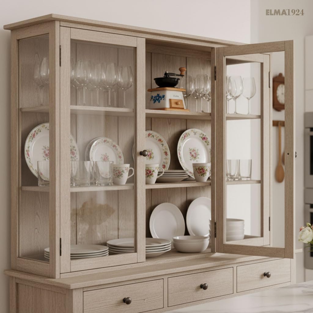 ELMA Manuelle Kaffeemühle aus Keramik für dekorative Zwecke, Retro-Vintage-Stil, braun auf Holz, Han