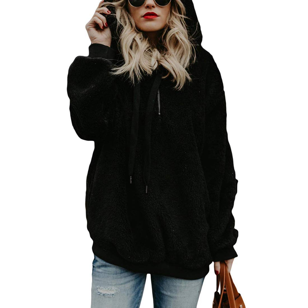 Durio Hoodie Damen Fleece Kapuzenpulli Teddy Fleece Pullover Oversize Sweaterpullover Winter Warm Sc