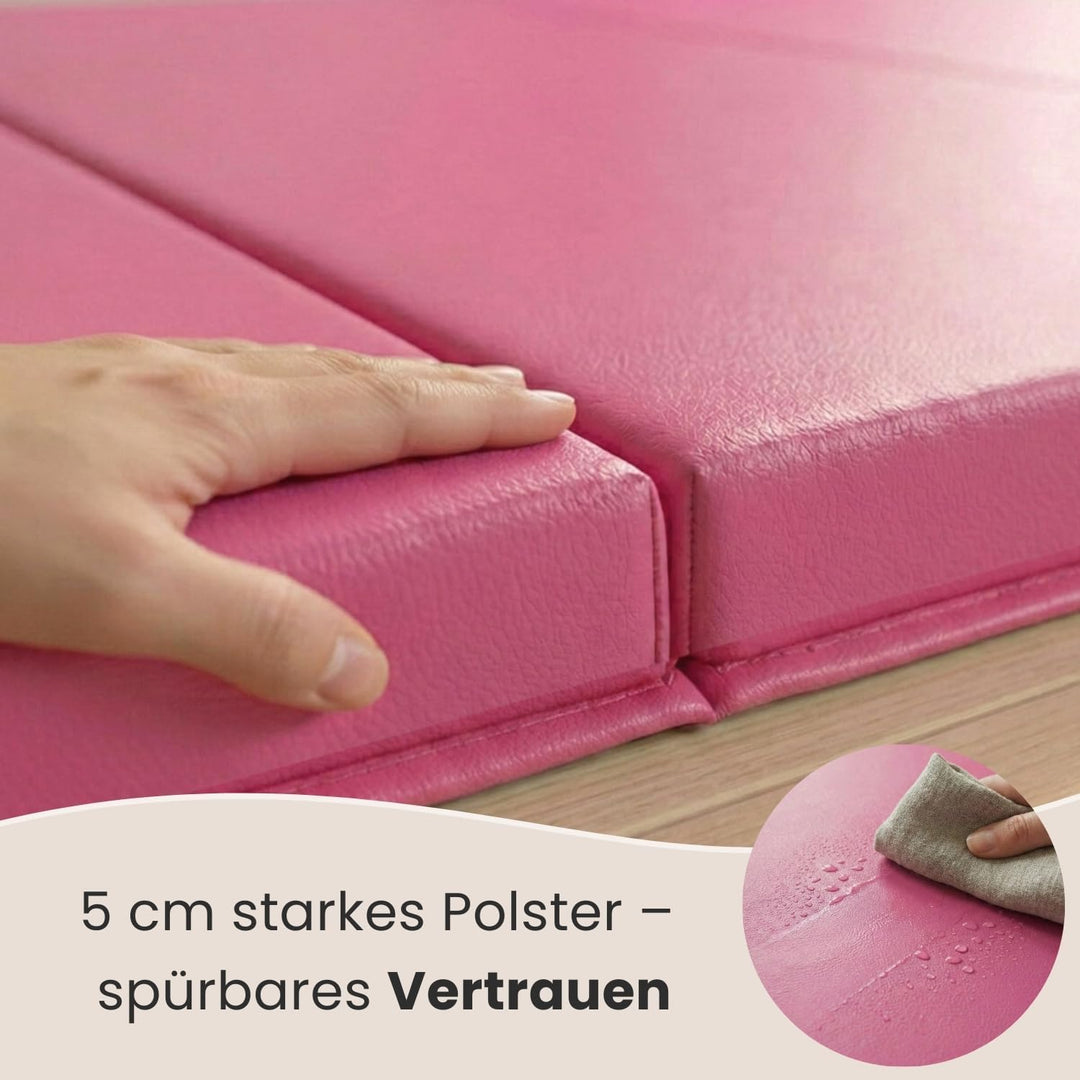eyepower klappbare Turnmatte für Zuhause 180x60x5 cm - dicke Gymnastikmatte - Weichbodenmatte faltba