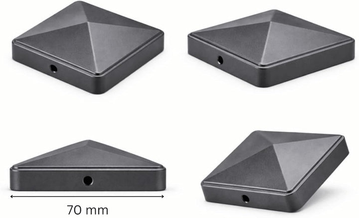FeNau 10er Set Pfostenkappe 7x7 cm Anthrazit RAL 7016 - Holzzaun Pyramide inkl. 20 Schrauben Anthraz