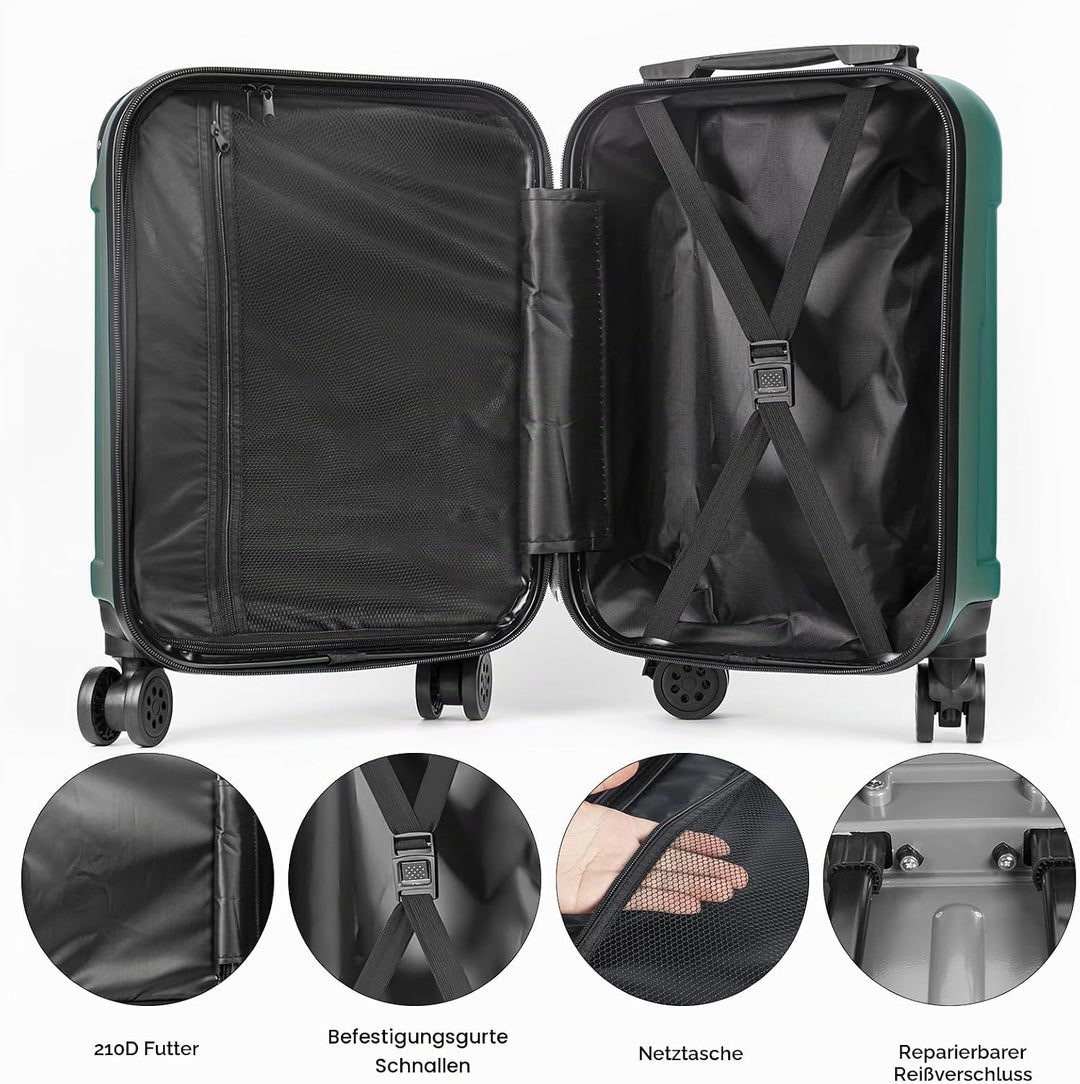 Reisekoffer Set 4-teilig, Trolley Kofferset mit 1 Reisetasche, 1 Kulturbeutel, Rollkoffer Handgepäck