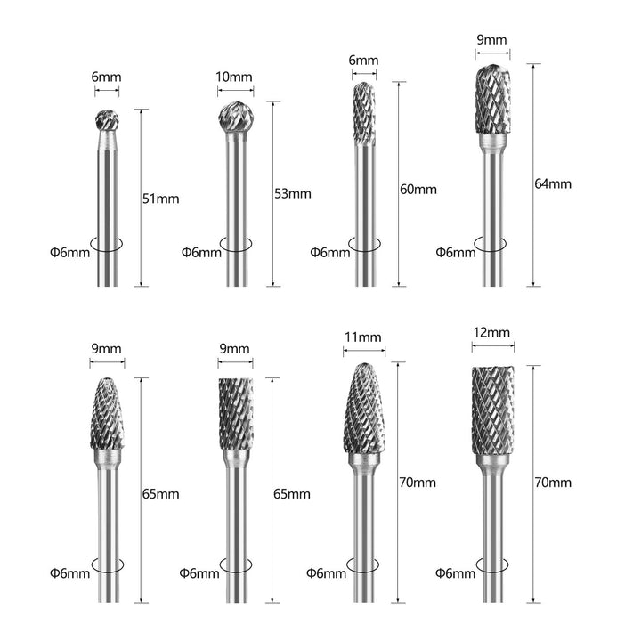 Wolframstahl Fräser, SPTA 5-Teilig Frässtifte 6mm Schaft Bit zum Holz Metall Marmor schnitzen, schle