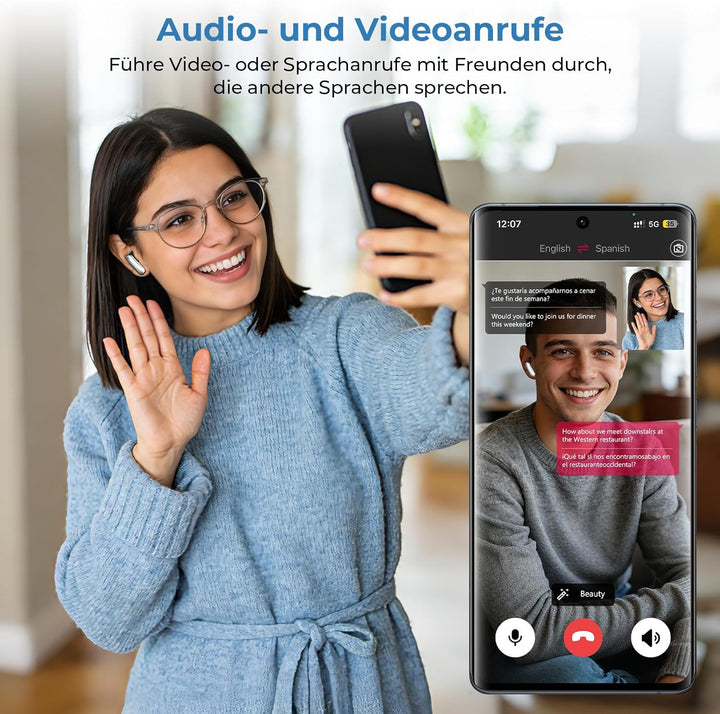 Neu 2026 Ki Übersetzungskopfhörer, 3-in-1 Echtzeit Sprachübersetzer Ohrhörer mit 164 Sprachen & 11 M