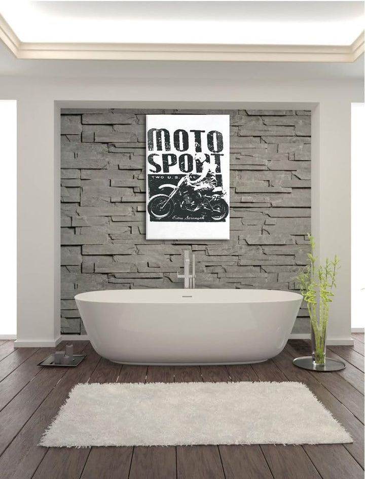 Pixxprint Motor-Sport White Bild auf Leinwand, XXL riesige Bilder fertig gerahmt mit Keilrahmen, Kun