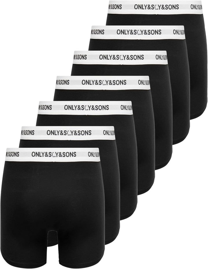 ONLY & SONS Herren Onsfitz Solid Black Trunk 7-pack Noos L Black/Detail:white Waist Black Logo, L Bl