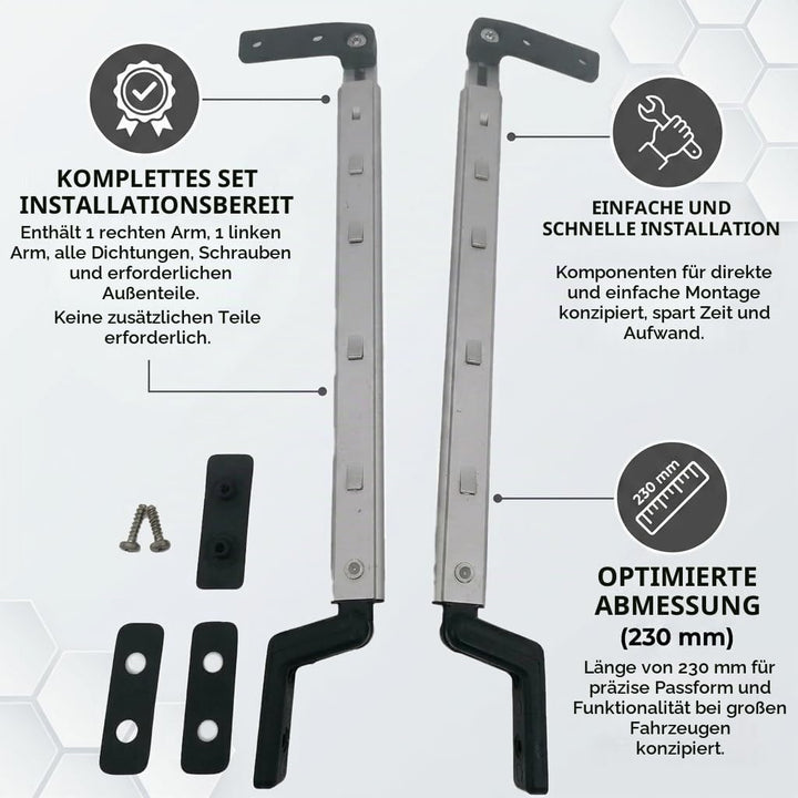 CR-MOESANCO® Kompass-Set rechts + Links für Wohnwagen, Arm für Wohnmobil-Fensterstütze, Hebestütze o
