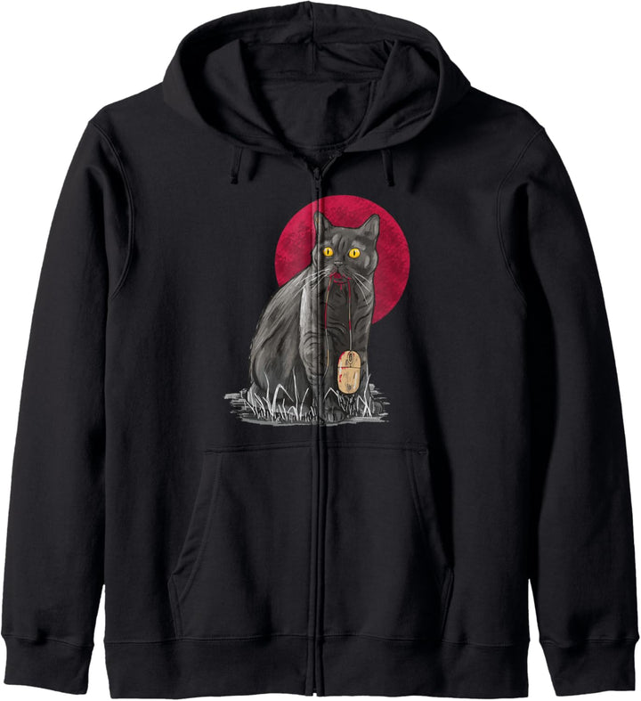Katzen-Design mit einer Katze, die eine Computermaus erfasst hat. Kapuzenjacke