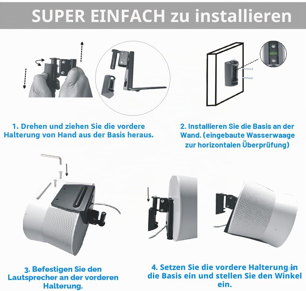 EMAQUIN Wandhalterung für Sonos Era 300 Lautsprecher (Schwenkbar und neigbar,kompatibel mit Sonos Er
