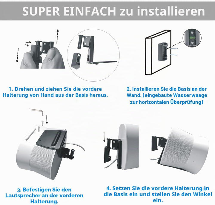 EMAQUIN Wandhalterung für Sonos Era 300 Lautsprecher (Schwenkbar und neigbar,kompatibel mit Sonos Er