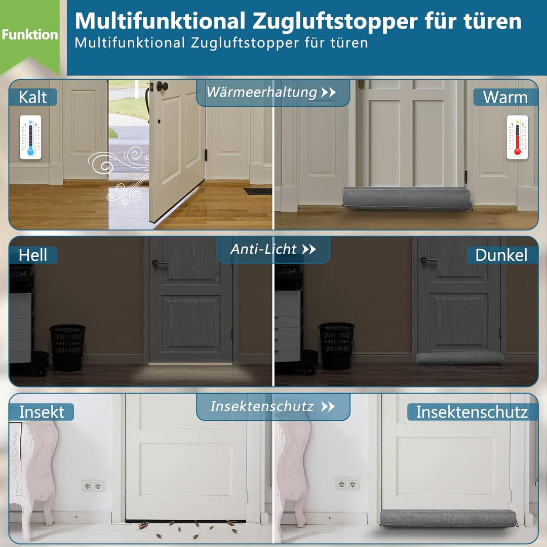 HooTown Zugluftstopper für türen, 107cm Schwerer Zugluftstopper tür Zugluftstopper Windstopper Türlu
