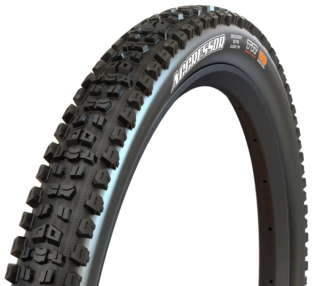 Maxxis Unisex Aggressor zusammenklappbar Dual Compound TR/DD Reifen 29x2.50WT Schwarz, 29x2.50WT Sch