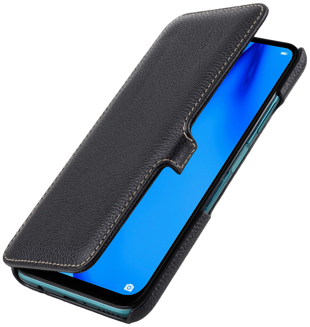STILGUT Book Case kompatibel mit Huawei P40 lite Hülle aus Leder mit Clip-Verschluss, Lederhülle, Kl