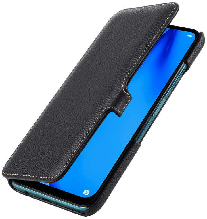 STILGUT Book Case kompatibel mit Huawei P40 lite Hülle aus Leder mit Clip-Verschluss, Lederhülle, Kl
