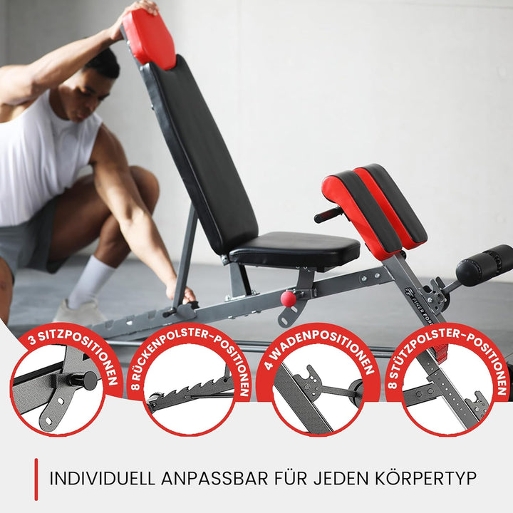 FF Finer Form Multifunktionale FID Hantelbank für Ganzkörpertraining, übergrosse Rückenverlängerung,