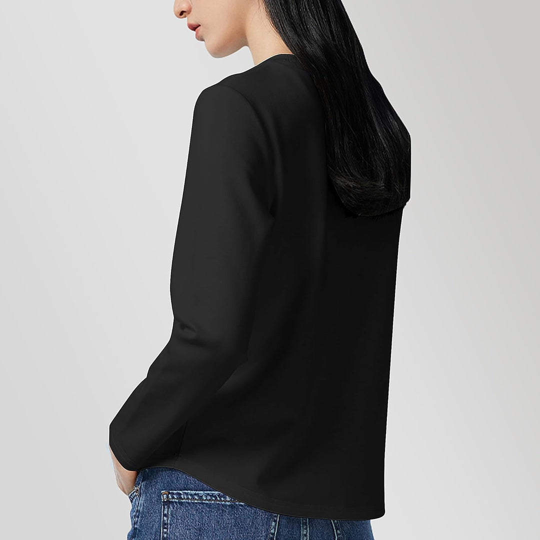 Langarmshirt Damen Basic Longsleeve Langarm-Shirt Oberteil Tops mit Stretch Baumwolle 3er Pack 6151,