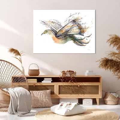 ARTTOR Bilder auf Leinwand 100x70cm Leinwandbild Vogel Fantasie Konzept Gross Wanddeko Bild Schlafzi