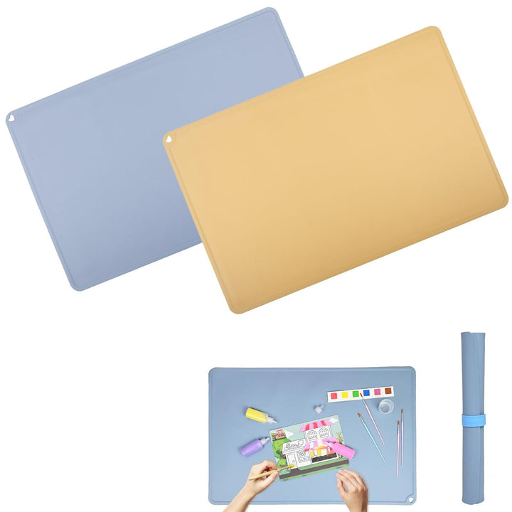 2 Stück Malunterlage für Kinder 60x40cm, Silikon Bastelunterlage Gross A2 Silikon Malunterlage mit A