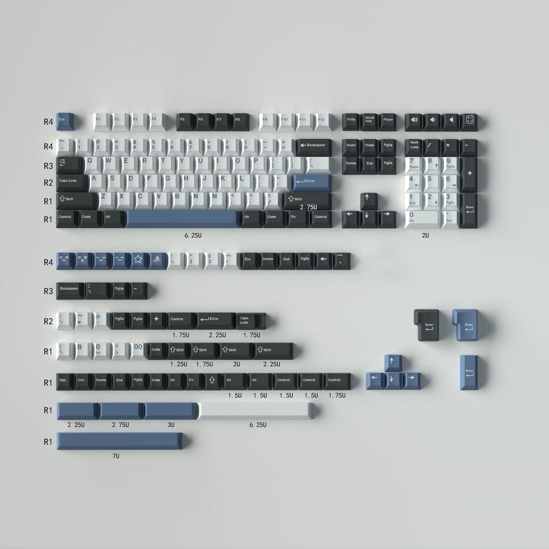 Arctic Blue White Tastenkappen Komplettset 173 Tasten Cherry Profile Doubleshot Custom Keycaps für C